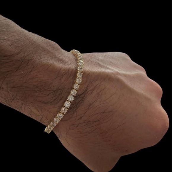 CZ Tennis Bracelet Italian sterling silver gold 3mm,